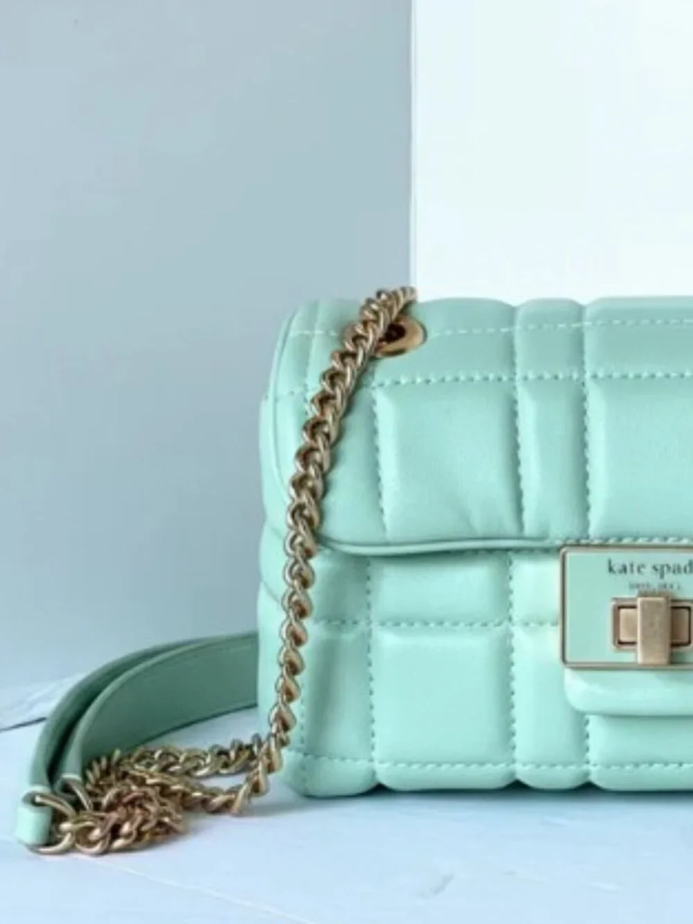 Kate Spade Evelyn Small Quilted Leather Chain Shoulder Bag Pistachio